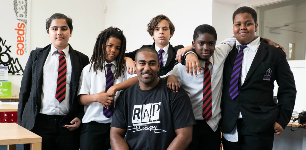 The Rap Therapy participants with Proph.